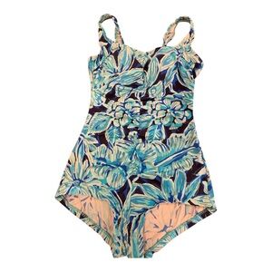 Blue Floral One-Piece Maxine of Hollywood Swimwear sz 12